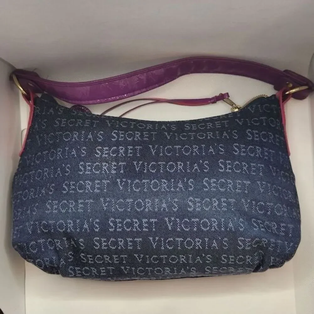 Victoria Secret With Love Vintage Denim Hobo Bag‎ Womens Purse Shoulder Bag